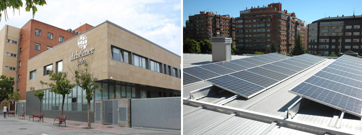 Instalación fotovoltaica en un edificio en León.