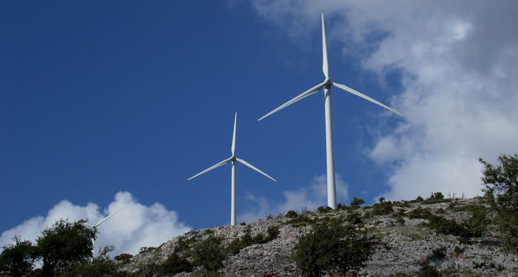 Aerogeneradores de Gamesa en un parque eólico