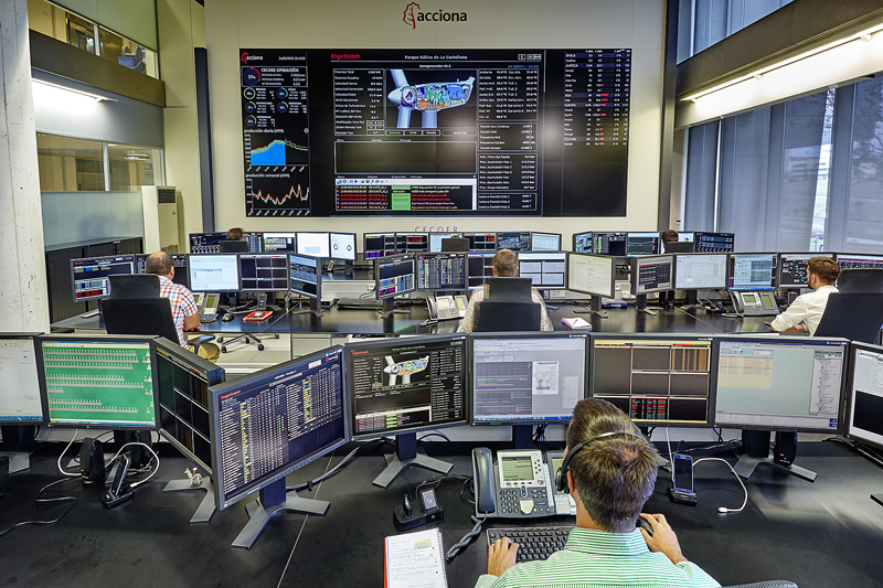 Sala de control de parques eólicos de Acciona.