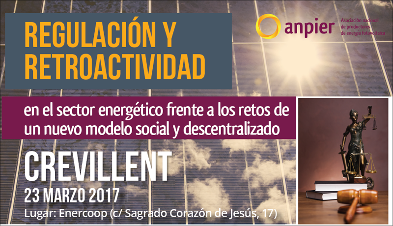 Anuncio de la jornada sobre regulación y retroactividad en el sector energético frente a los retos de un nuevo modelo social descentralizado. 