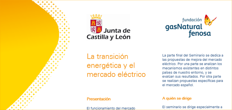 Fragmento del tríptico informativo de la jornada sobre transición energética y mercado eléctrico. 