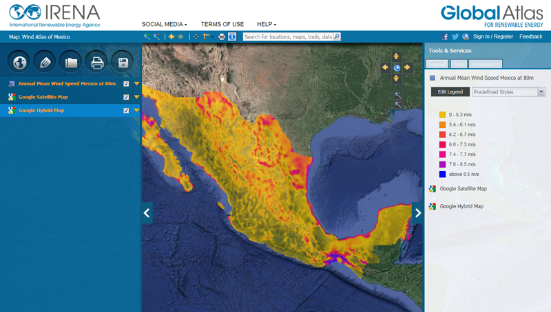 Global Atlas 3.0 para Energías Renovables es la plataforma geoespacial de IRENA con todo tipo de recursos sobre energías limpias. 