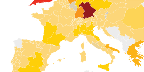 Un mapa virtual muestra en tiempo real la energía solar generada en Europa