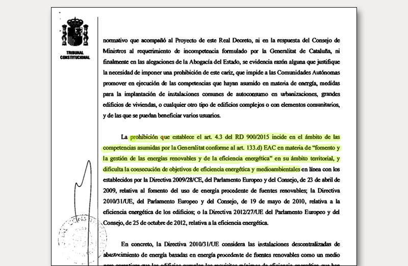 Fragmento de la sentencia del Tribunal Constitucional.