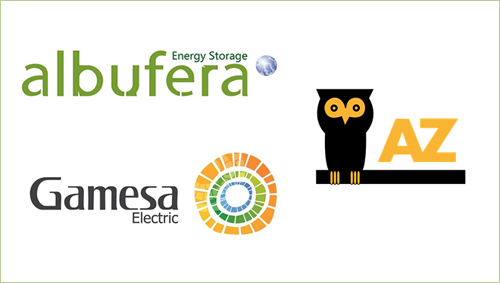 Logos de Albufera Energy Storage, Gamesa Electric y AZ, empresas que participan en el Proyecto VERONICA.