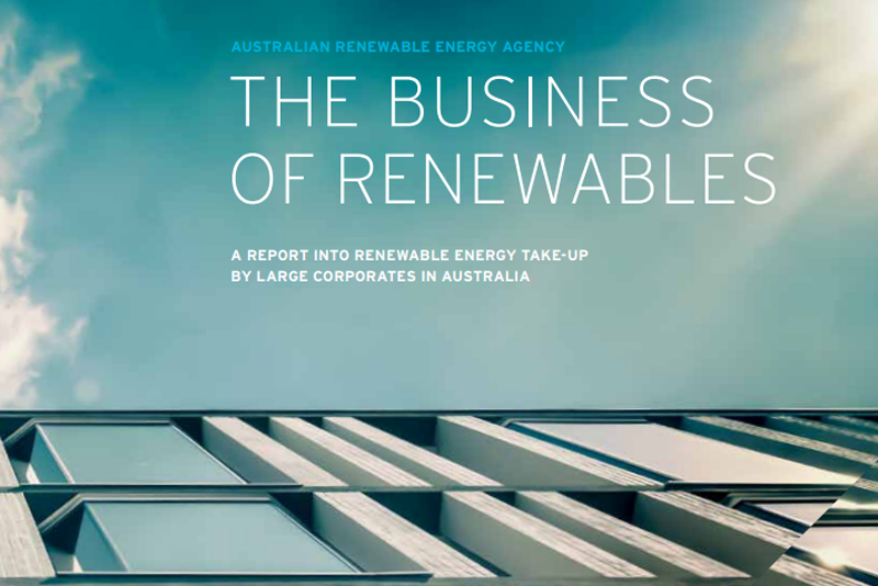 Fragmento de la portada del informe de Arena sobre el interés de las grandes compañías australianas por invertir en energías renovables. 