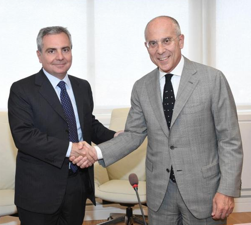 Dario Scannapieco, vicepresidente del Banco Europeo de Inversiones (BEI) junto a Francesco Starace, CEO de Grupo Enel.