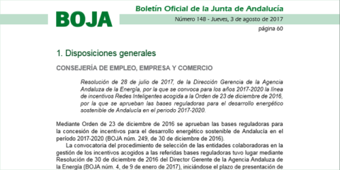 Andalucía abre el plazo de solicitud de ayudas para el desarrollo de Redes Inteligentes