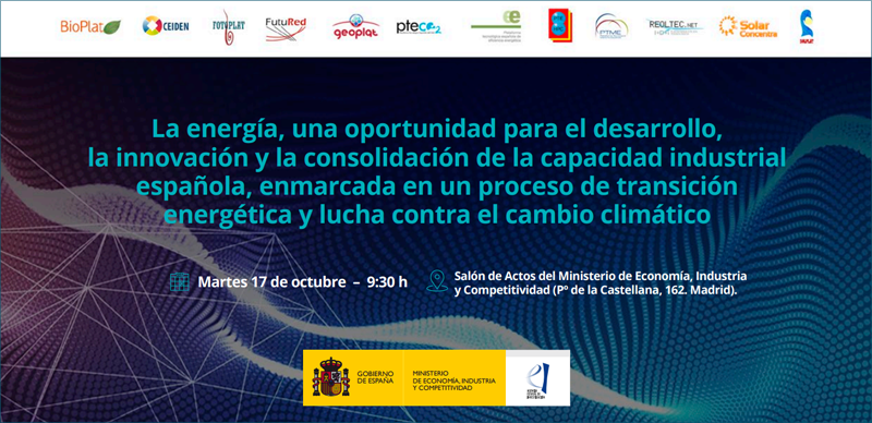 Anuncio de la jornada organizada por el Comité de Coordinación de Plataformas Tecnológicas del ámbito energético. 