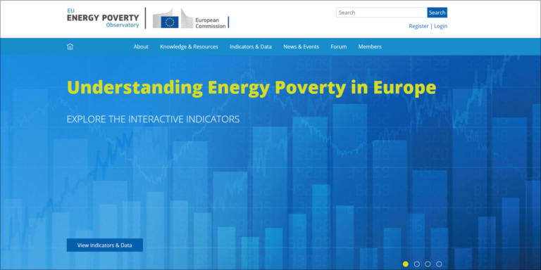 Página de inicio del portal del Observatorio Europeo de la Pobreza Energética.