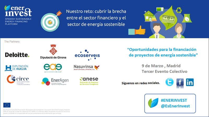 EnerInvest celebra el tercer eventeo colectivo sobre oportunidades de financiacion para proyectos sostenibles.