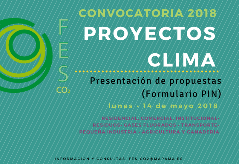 El plazo de presentación de propuestas a Proyectos Clima 2018 finaliza el 14 de mayo.