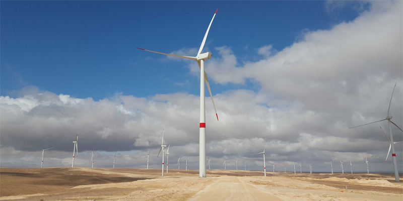 Elecnor ya ha construido otros proyectos eólicos en Jordania, como el de la imagen. el Parque Eólico de Maan.