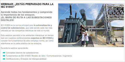 Webinar gratuito sobre la norma IEC 61850, el mapa de ruta para las subestaciones digitales