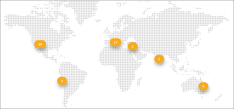 Mapa de proyectos llevados a cabo por FRV en el mundo