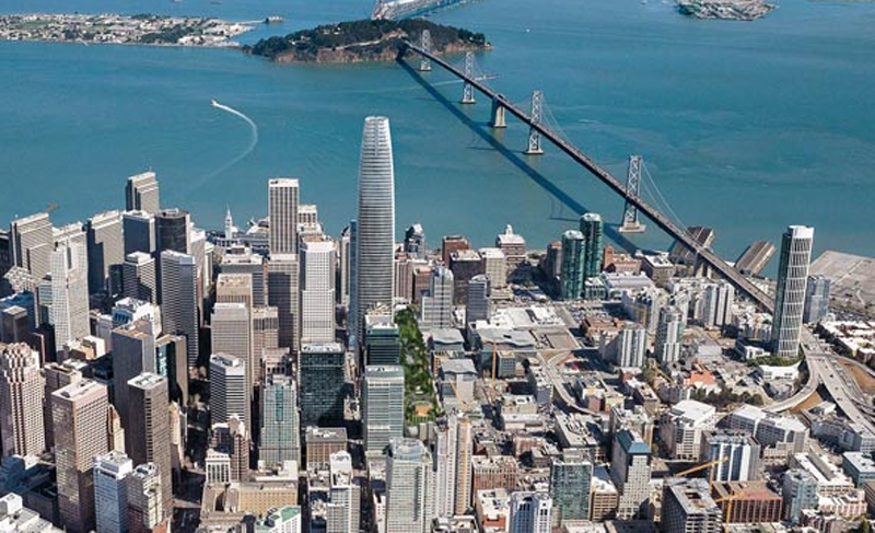 Bahía de San Francisco donde se puede apreciar la Salesforce Tower. 