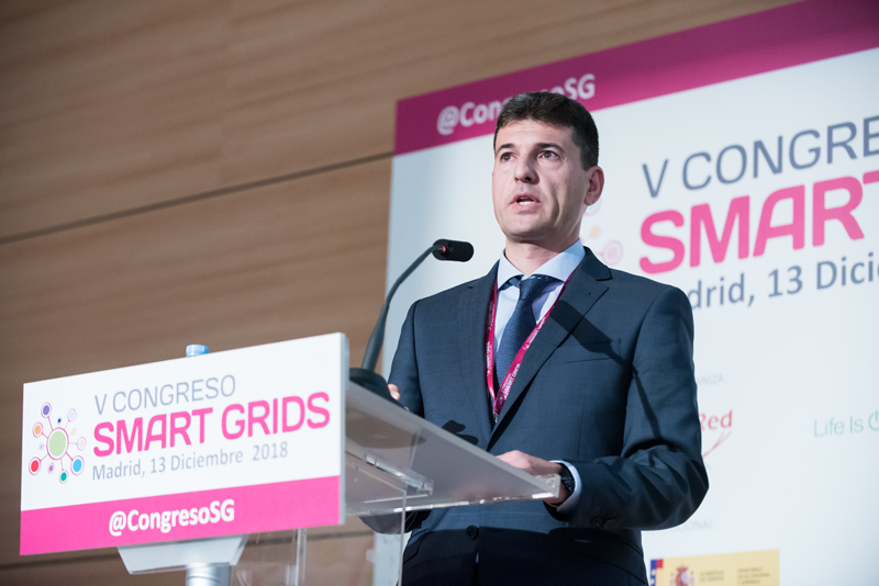 Sergio Bustamante, de Viesgo, durante su ponencia en el V Congreso Smart Grids.
