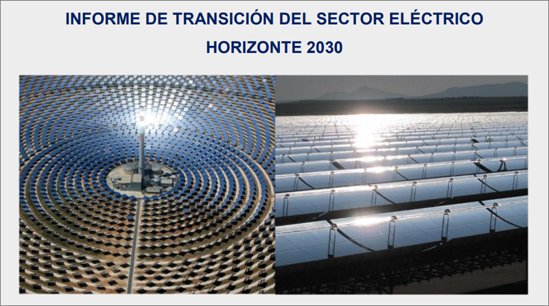 Fragmento de la portada del informe de Protermosolar sobre la transición del sector eléctrico. 