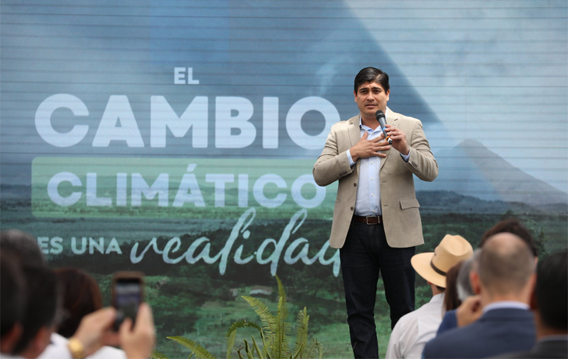 Carlos Alvarado Quesada, presidente de la República, durante la presentación del Plan Nacional de Descarbonización de Costa Rica. 