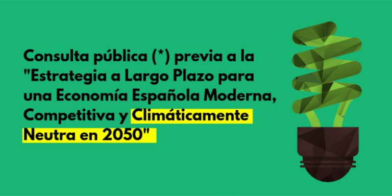 consulta pública previa de la 'Estrategia a Largo Plazo para una Economía Española Moderna, Competitiva y Climáticamente Neutra en 2050'
