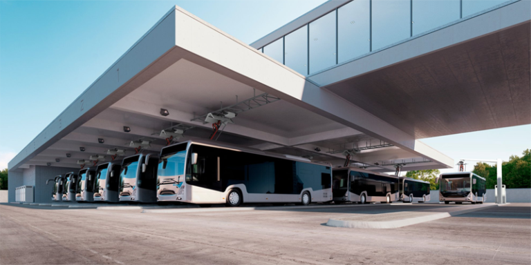 estación de autobuses con cargadores mediante pantógrafo de ABB