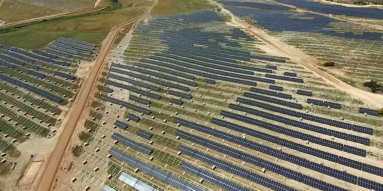 Vista aérea del proyecto de la planta fotovoltaica