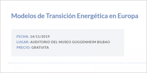 Una jornada en Bilbao analizará el 14 de noviembre los modelos de transición energética en países europeos