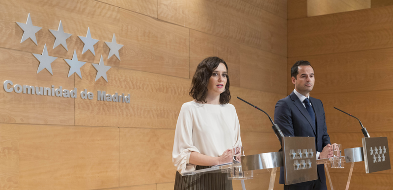 Isabel Díaz Ayuso e Ignacio Aguado, presidenta y vicepresidente de la Comunidad de Madrid