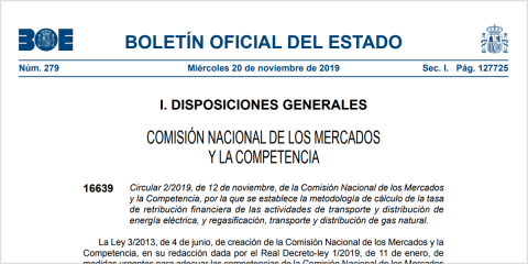 Luz verde a la circular para el cálculo de la tasa de retribución financiera de transporte y distribución de electricidad