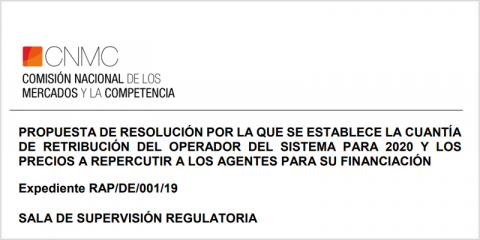 Abierto el plazo de consulta de la propuesta que establece la retribución del operador del sistema para el próximo año