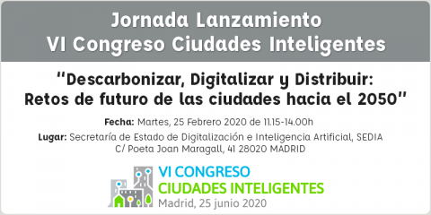 SEDIA acoge la jornada de presentación del VI Congreso Ciudades Inteligentes el 25 de febrero en Madrid