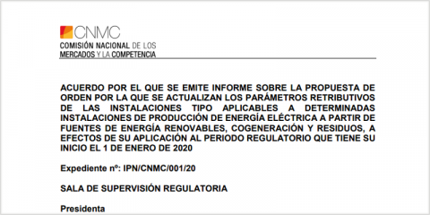 La CNMC publica un informe sobre la retribución de instalaciones eléctricas a partir de renovables en 2020-2025