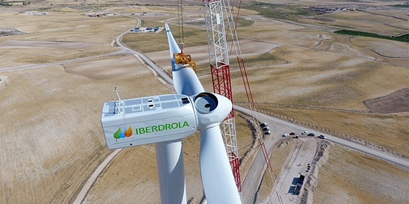 Instalación del parque eólico El Pradillo en la provincia de Zaragoza, de Iberdrola.