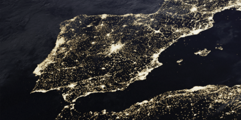 Iluminación en mapa de España