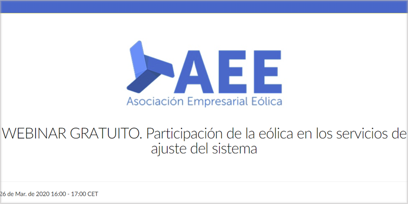 Cartel webinar webinar ‘Participación de la eólica en los servicios de ajuste del sistema’