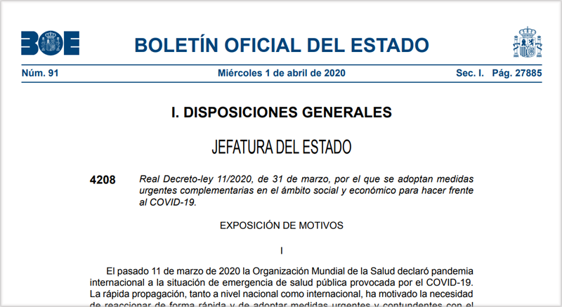 Publicación del real decreto en el BOE