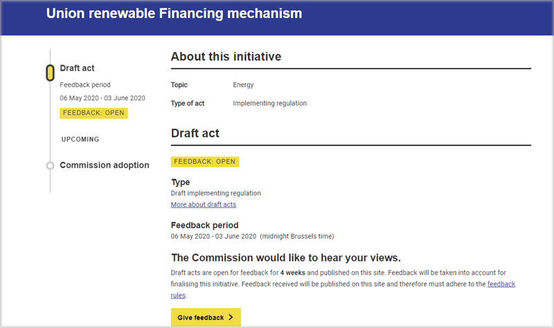 Consulta pública sobre el mecanismo de financiación de la UE