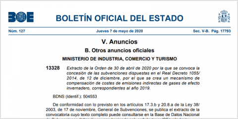 Seis millones de euros para subvenciones de costes de emisiones indirectas de GEI