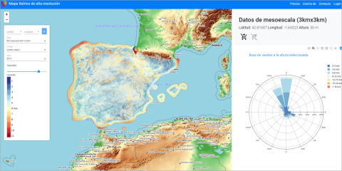 Plataforma online para consultar los datos del recurso eólico en la península ibérica