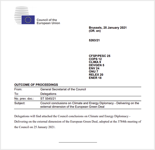 Portada del documento del Consejo Europeo