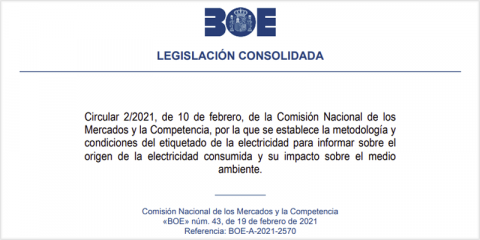 La CNMC establece el etiquetado de la electricidad para informar al consumidor