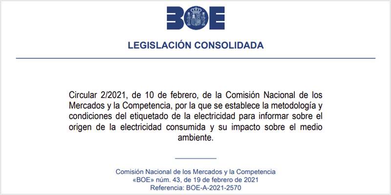 Publicación de la circular en el BOE.