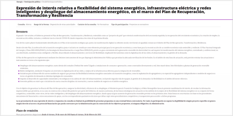 Expresión de interés en redes inteligentes, almacenamiento energético y flexibilidad