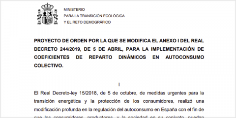 El Miteco lanza una consulta pública de la orden para un reparto variable en el autoconsumo compartido