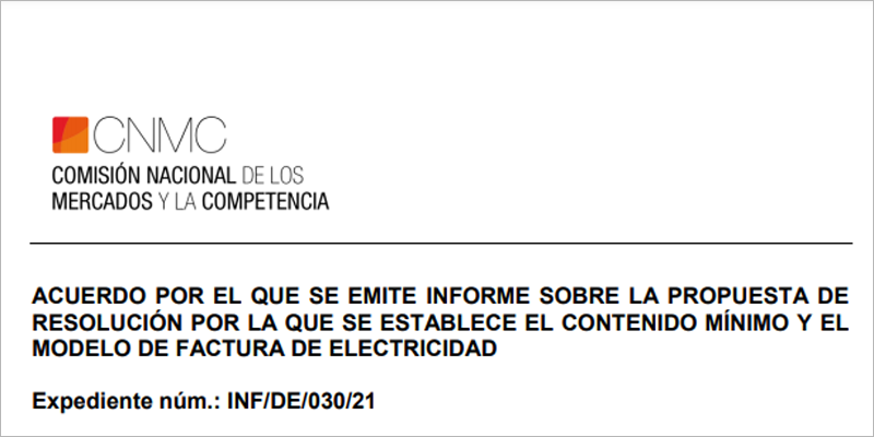 La CNMC aprueba el informe sobre la propuesta de nueva factura de electricidad del Miteco 
