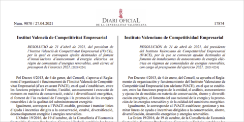 Se abre el plazo para las ayudas de autoconsumo en comunidades energéticas del territorio valenciano