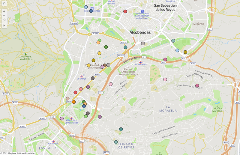 mapa de puntos de recarga en Alcobendas