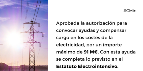 El Gobierno autoriza ayudas para los consumidores electrointensivos por un importe máximo de 91 millones