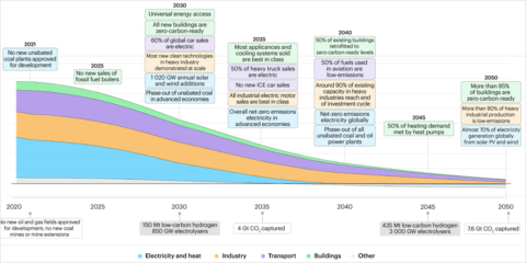 La IEA publica una hoja de ruta hacia las cero emisiones netas para el sector energético mundial en 2050
