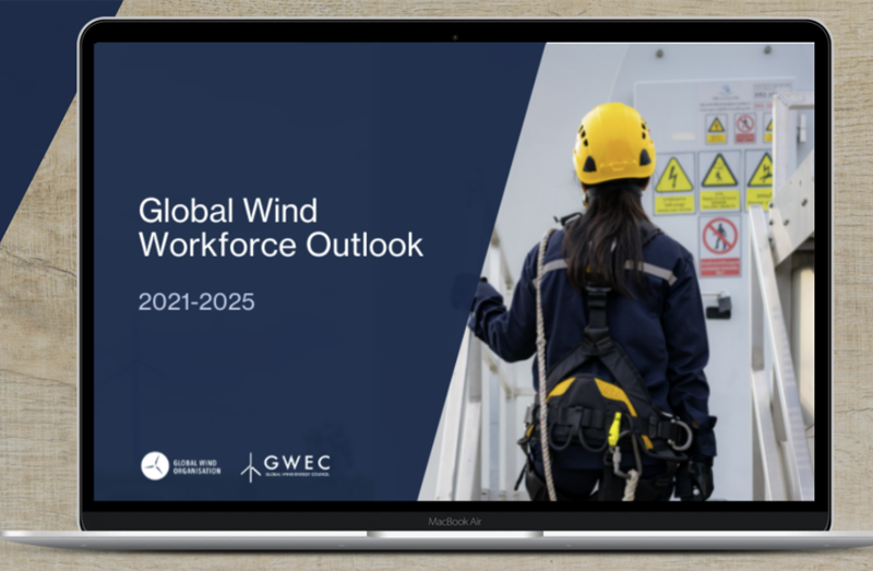 Portada del informe ‘The Global Wind Workforce Outlook 2021- 2025’